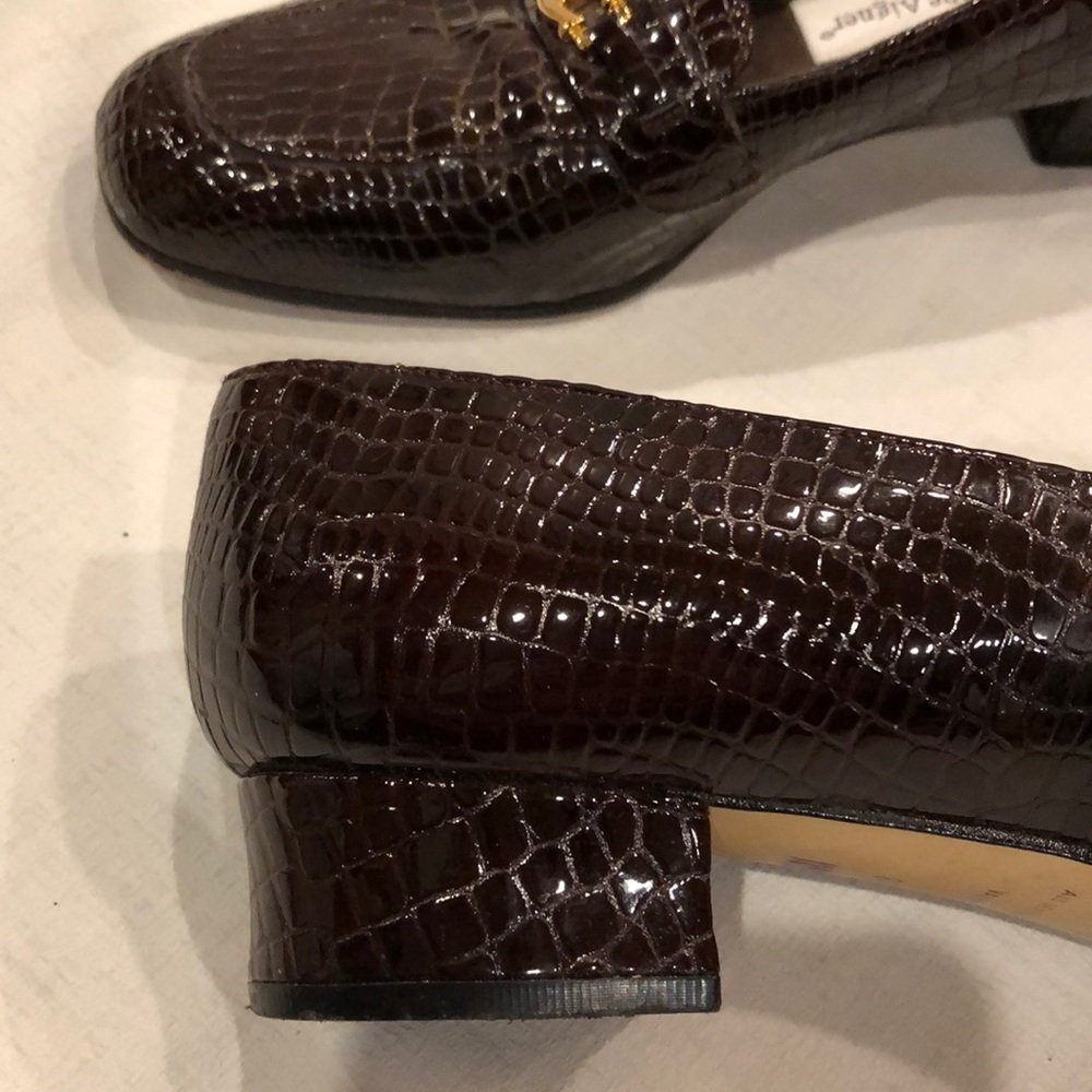 Etienne Aigner Croc-Embossed Leather Loafers with Gold Emblem - Picture 5 of 5